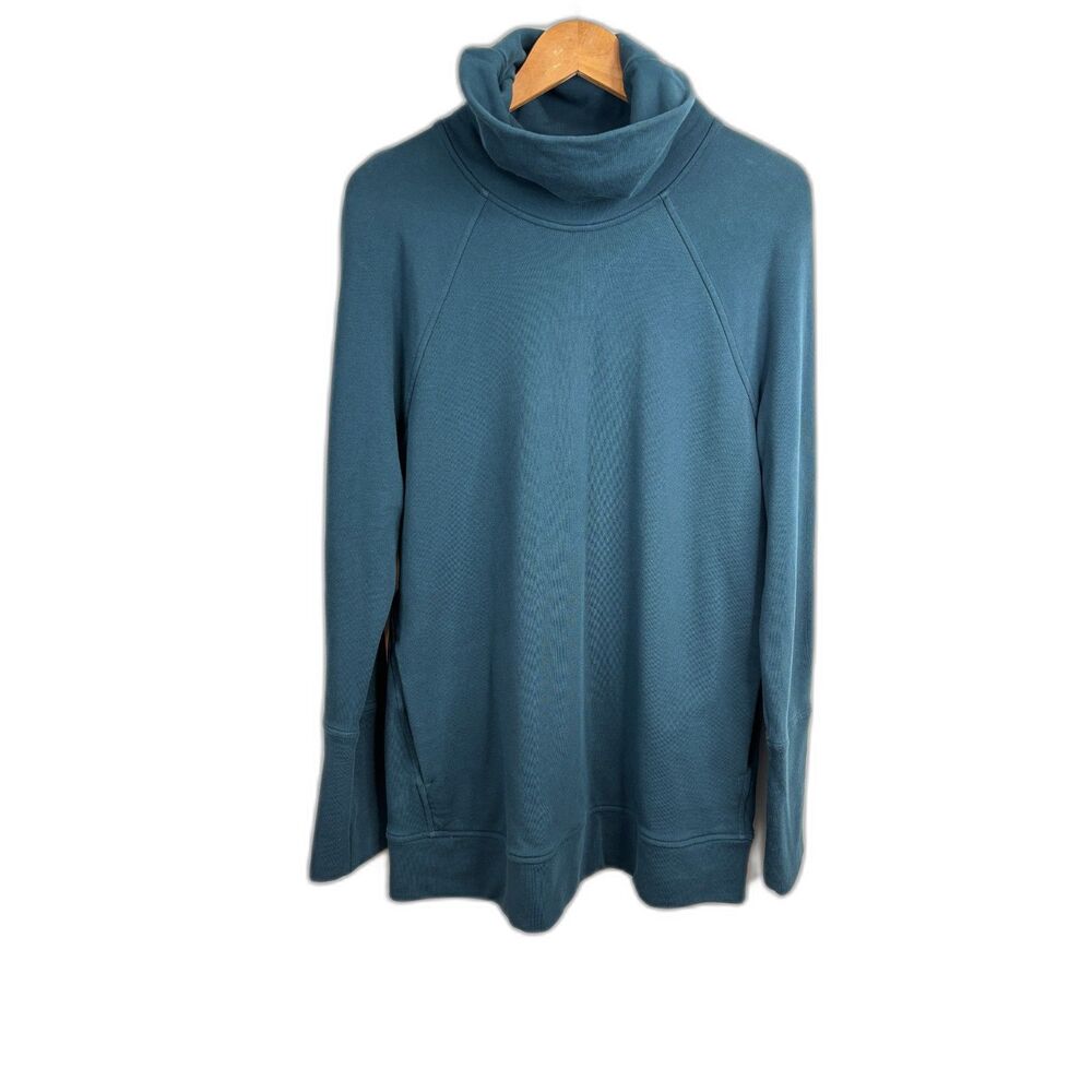 Lululemon To You Tunic Submarine Teal Green Sweatshirt Womens 12 Cotton Terry